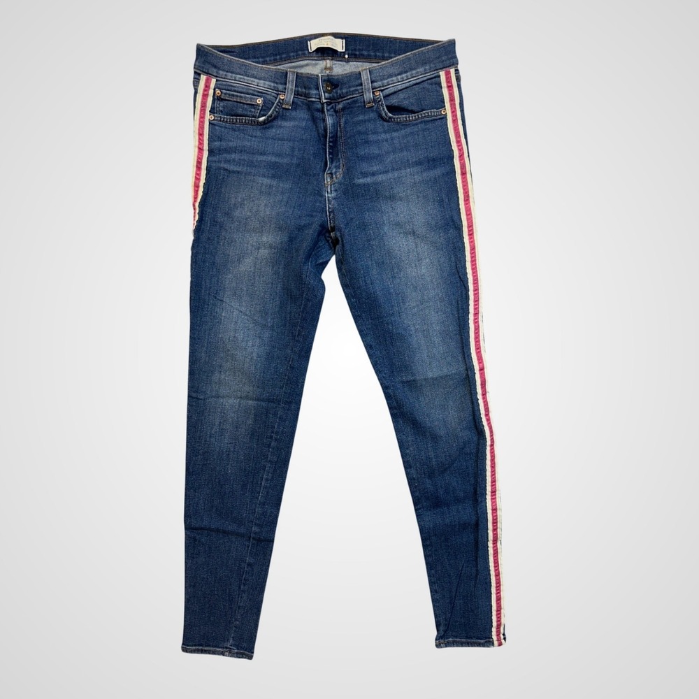 Principle Denim Dreamer Skinny Jeans Women 32 Blue Excellent Side Stripe Stretch
